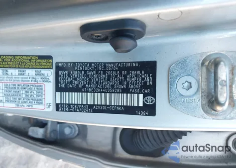 2004 Toyota Camry Le z USA, uszkodzony, nr VIN 4T1BE32K44U358285